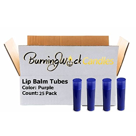 25 Empty Lip Balm Containers - Bulk Chapstick Tubes BPA Free - DIY Lipstick - Make Your Own Lip Gloss - 0.15oz - Solid Color Tubes - Made In the USA (25, Purple)