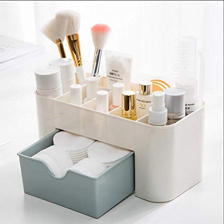Cnlinkco Women Makeup Case Perfume Jewelry Cosmetic Holder Storage Organizer Box Drawer (Blue)
