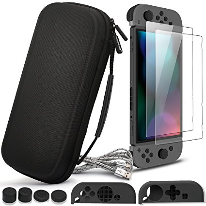 Carring Case for Nintendo Switch, Wellead Black Travel Hard Shell Case for Nintendo Switch