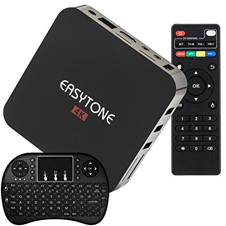 Easytone Amlogic S905 Android 5.1 TV Box KODI Fully Loaded Google 4K Streaming Media Player Quad-Core 1GB/8GB Ultra HD with XBMC WiFi HDMI DLNA   I8 Wireless Touchpad Keyboard
