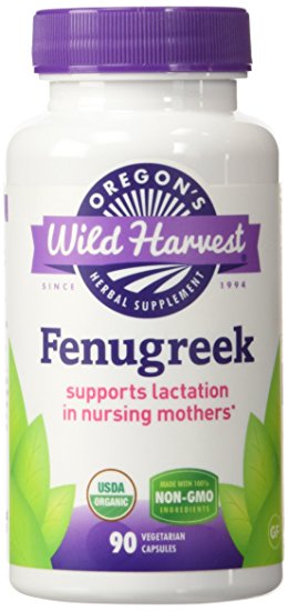 Oregon's Wild Harvest Fenugreek Organic Supplement, 90 Count vegetarian capsules, 1500mg organic fenugreek seed