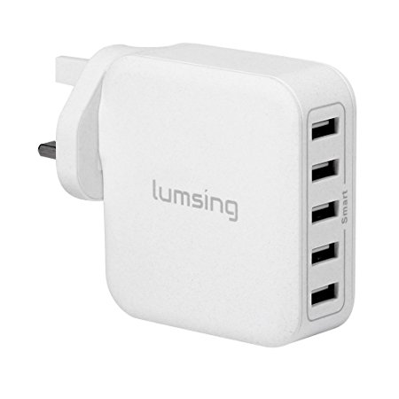 Lumsing 40W 8A 5-Port USB Wall Charger Portable Travel Charger For iPhone 6 Plus, iPad, Samsung Galaxy S6 Edge(Grey)