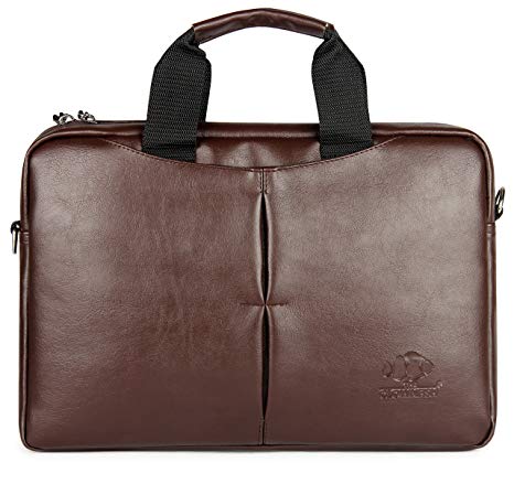The Clownfish 14 inch Leatherette Laptop and Tablet Bag (Brown)