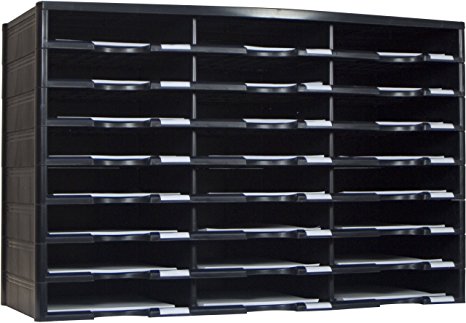 Storex 24-Compartment Literature Organizer, 31.38 x 14.13 x 20.5", Black (61435U01C)