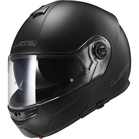 LS2 Helmets Strobe Solid Modular Motorcycle Helmet with Sunshield (Matte Black, Large)