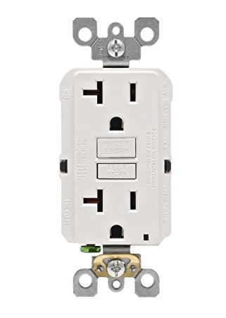 Leviton GFNT2-W Self-test SmartlockPro Slim GFCI Non-Tamper-Resistant Receptacle with LED Indicator, 20-Amp, White