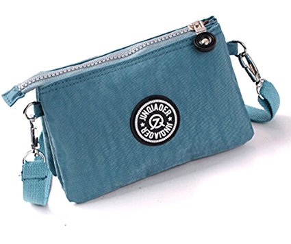 Fansela(TM) Women's Leisure Solid Waterproof Nylon Mini Handbags Cellphone Pouch Light Blue