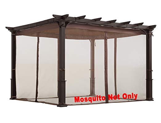 ALISUN Mosquito Net for Flat-Roof Pergola - Mesh Bug Net Only (10 ft. x 10 ft, Brown)