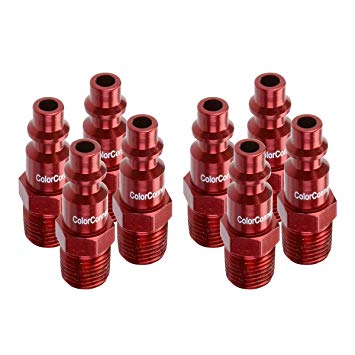 ColorConnex Plug (8 Pack) Industrial Type D, 1/4 in. MNPT, Red - A73440D-8PK
