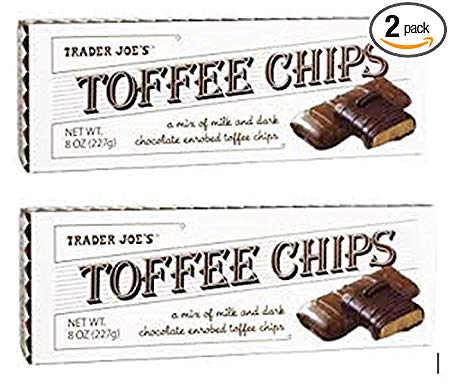 Trader Joes Toffee Chips - Mix of Milk and Dark Chocolate (2 Pack) 8 Oz