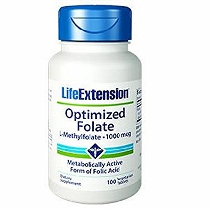 Life Extension Optimized Folate (L-Methylfolate) (1000mcg, 100 Vegetarian Capsules)