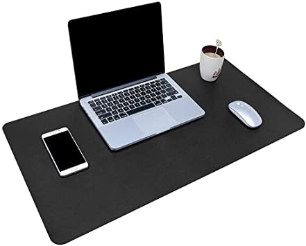 Lurowo Multifunctional Leather Computer Mouse Pad Office Writing Desk Mat Extended Gaming Mouse Pad, Non-Slip Waterproof Dual-Side Use Desk Protector, 35.4'' X 15.7''(Black)