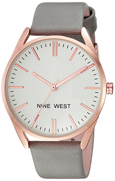 Nine West Rose Goldtone and Grey Strap Watch