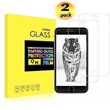 iPhone 6s 6 Screen Protector, UPMSX iPhone 6s 6 Screen Protector Tempered Glass [4.7 inch] [9H Hardness] [Crystal Clear] [Bubble Free] [3D Touch Compatible] [2 Pack]