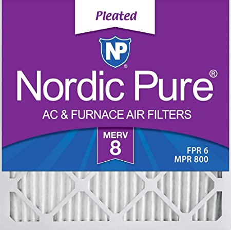 Nordic Pure 16x16x1M8-6 MERV 8 Pleated AC Furnace Air Filter, 16x16x1, Box of 6