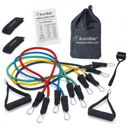 [Resistance Bands] AuroKer® 12pcs Set of Exercise Bands|Durable Stretch Strap Pull Up Bands|Resistance Tubes Mobility Bands for Exercise Crossfit/Fitness/Home Gyms|Perfect as Father's Day Gift