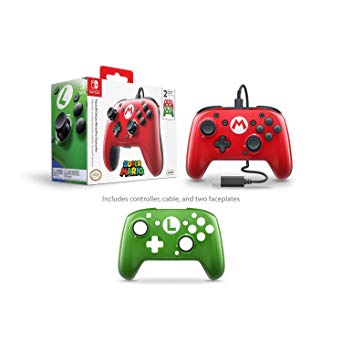 PDP 500-069-NA-SM00 Nintendo Switch Faceoff Wired Pro Controller with 2 Super Mario Controller Faceplates