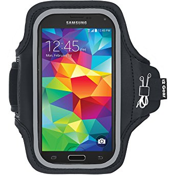 Armband for Galaxy S5, iPhone 8 7 6 6S (4.7) and Google Pixel Cell Phones with Adjustable Reflective Border and Key Holder (Jet Black, 5.1 inch)