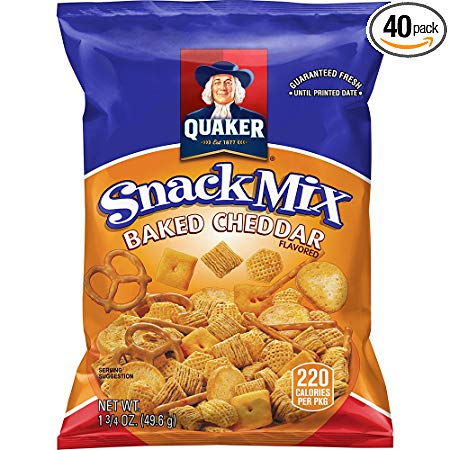 Quaker Baked Cheddar Snack Mix, 40 Count, 1.75 oz Bags