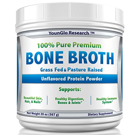 Bone Broth Protein Powder from Grass Fed Beef - 20oz - High in Collagen & Gelatin - Unflavored (1 Pack)