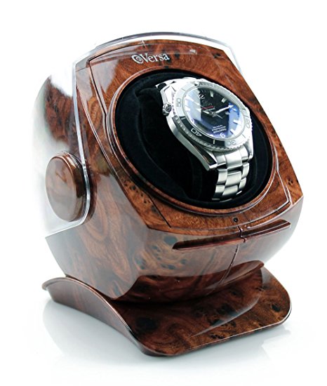 Versa Automatic Single Watch Winder with Sliding Cover in Burlwood