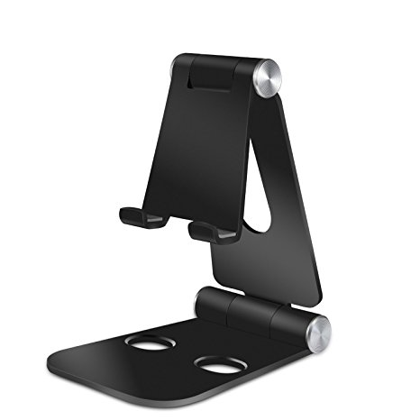 Adjustable Multi-angle iPhone iPad Stand Holder Universal Foldable Phone Tablet Stand for Desk Kitchen Table Office Desktop Portable Aluminum Charging Dock for iPhone Samsung Hands-free Video Movies