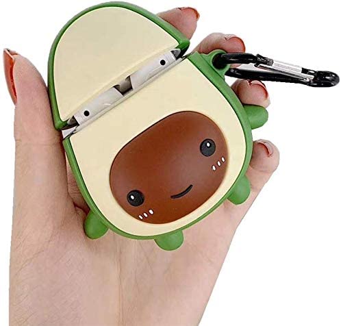 Airpod Case for Apple Airpods 1&2, Cute 3D Funny Cartoon Soft Silicone Cover, Kawaii Fun Cool Keychain Design Skin, Fashion Color Cases for Girls Kids Boys Air pods (Avocado)