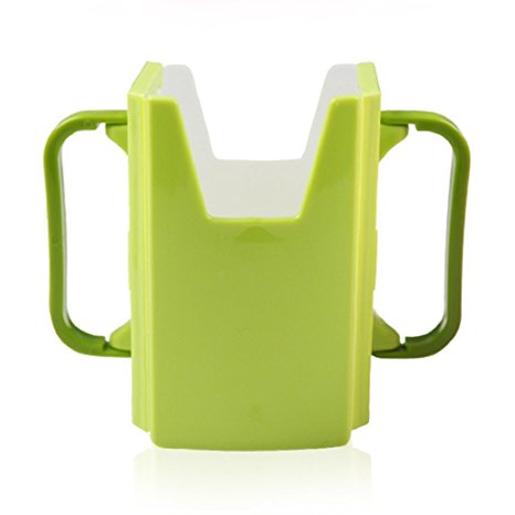 HuntGold 1X Plastic Baby Kids Toddler Self-Helper Drink Juice Milk Pouch Box Holder Cup Mug(Green)