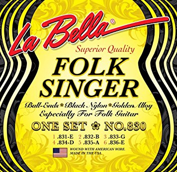 LaBella (830) String Type Folksinger Set, Black Nylon