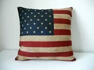 Wenmei Cotton Linen Square Decorative Throw Pillow Case Cushion Cover Throw Pillows US Flag Retro Style 18in X 18in One Side Printed