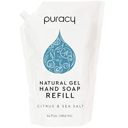 Puracy Natural Gel Hand Soap Refill, Citrus & Sea Salt, Sulfate-Free Liquid Hand Wash, 64 Ounce