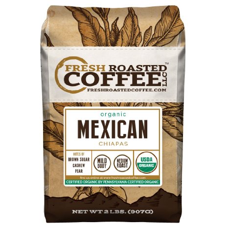 Mexican Chiapas Organic Coffee, Whole Bean, Fresh Roasted Coffee LLC (2 lb.)