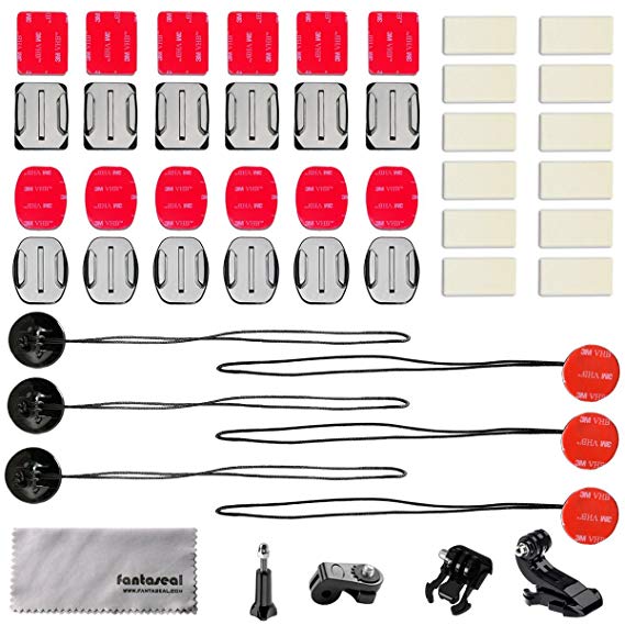 Fantaseal® 35-in-1 Must-have Kit for Gopro Bundle Accessories Kit w/ 1/4" Adapter Especially for Sony and Xiaomiyi  J-Hook  Wrench Screw for GoPro Hero 4 / 3  / 3 / Session   SJCAM SJ6000 / 5000 / 4000   Garmin Virb XE   More Action Cameras