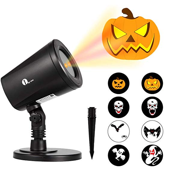 1byone Halloween Light Projector Auto-Shifting Images Switchable Pattern Outdoor/Indoor Use, IP65 Water-Resistant