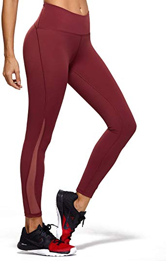 CRZ YOGA Women's Naked Feeling High Waist 7/8 Mesh Tight Workout Leggings with Zip Pocket-25 Inches