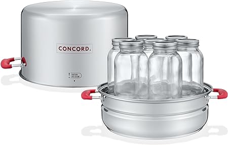 Concord Stainless Steel Turbo Steam Canner Canning Steamer Pot Set. Includes Canning Rack and Mason Jars (Induction Compatible).