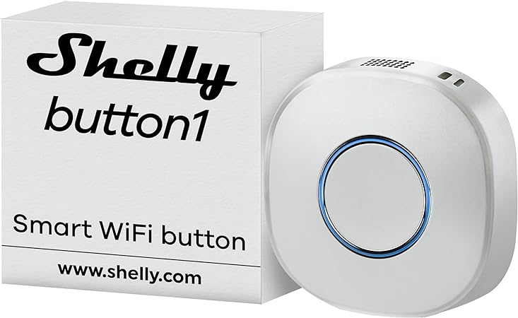 Shelly Button1 | WiFi weiß Smart Button | Hausautomation | iOS Android App | LED-Anzeige | Fernsteuerung und Aktivierung/Deaktivierung verschiedener Geräte ohne Mobiltelefon | Steuerung von Lichtern