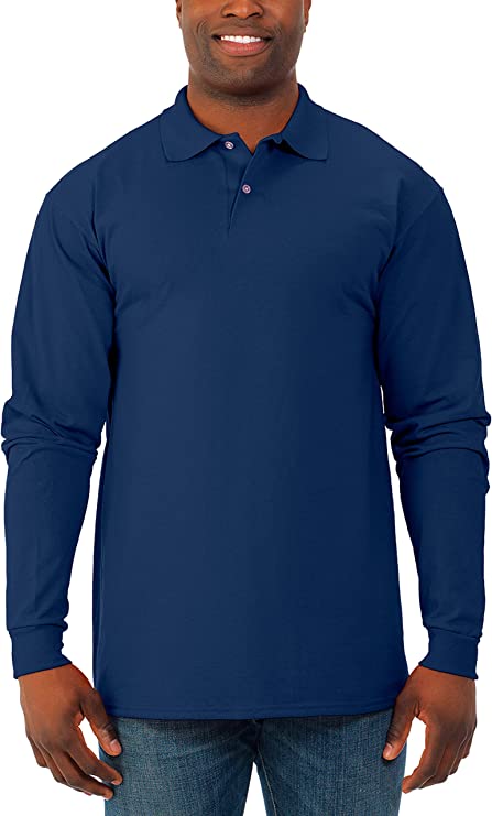 Jerzees Mens Spot Shield Long Sleeve Polo Sport Shirt Polo Shirt