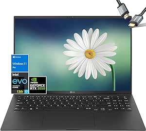 LG gram Pro 16 Laptop 2024-13th Intel Evo i7-1360P - RTX 3050 - WQXGA IPS Display - Windows 11 Pro - Thunderbolt 4 - Backlit Keyboard - Fingerprint - HDMI Cable (32GB RAM |2TB PCIe SSD)