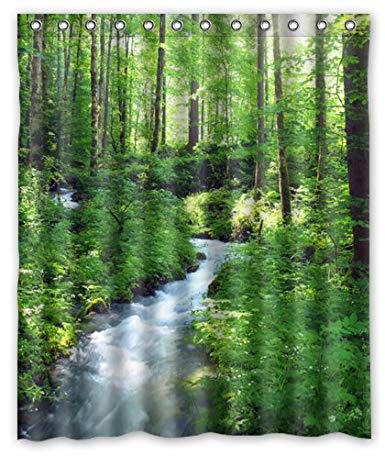 Happy Shopping Go Custom Clean Stream And Green Forest Waterproof Bathroom Fabric Shower Curtain 60" x 72"