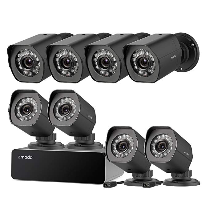 Zmodo 8 Pack 720P HD Weatherproof sPoE Security Camera w/8CH sPoE Repeater for Power & Data Transmission, Remote Monitoring, (NVR not Included)- [FREE 6-Month Cloud Service for Recording]