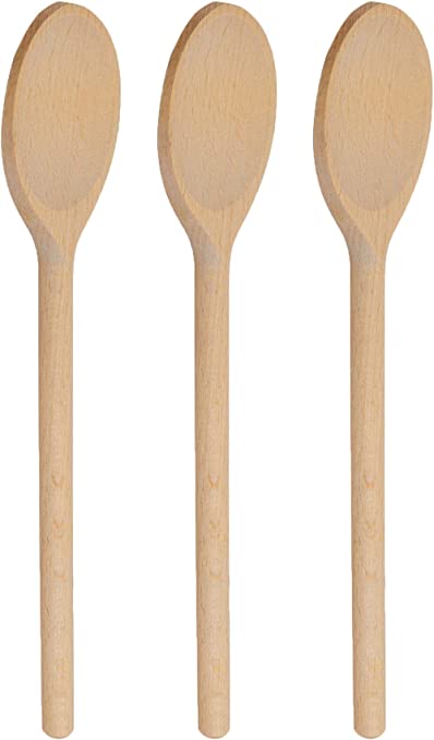 14 Inch Long Wooden Spoons for Cooking - Oval Wood Mixing Spoons for Baking, Cooking, Stirring - Sauce Spoons Made of Natural Beechwood - Set of 3