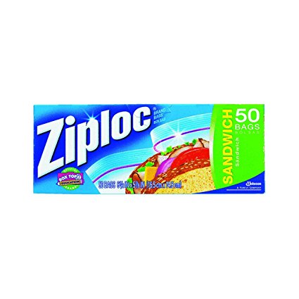 Ziploc Resealable Sandwich Bags, Plastic, 1.2 Mil, Clear, 50/Box