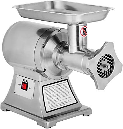 MosaicAL 750W Electric Meat Grinder 1HP 190PRM 550lb/h Sausage Maker Commercial Stainless Steel Food Grinding Mincing Machine Home Kitchen Tool with 5 Cutting Plates and 2 Cutting Knives (750W AL-22)