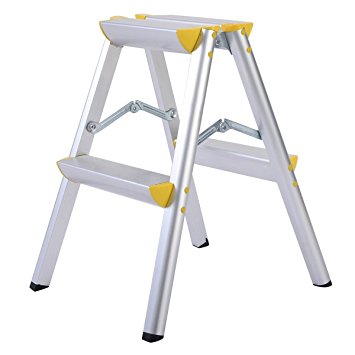 Giantex 2 Step Aluminum Ladder Folding Platform Work Stool 330 lbs Load Capacity