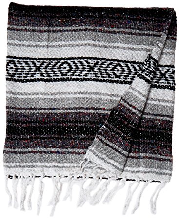 Authentic 6' x 5' Mexican Siesta Blanket (Grey)