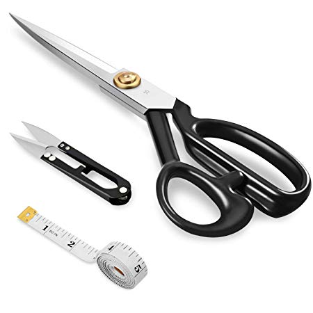 Sewing Scissors 10 inch - Tailors Heavy Duty High Carbon Steel Sharp Blades Shears for Fabric Leather Cloth Paper Sewing Dressmaking Tailoring Altering (Right-Handed)