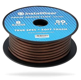 InstallGear 8 Gauge Wire (50ft) Copper Clad Aluminum CAA - Primary Automotive Wire, Car Amplifier Power & Ground Cable, Battery Cable, Car Audio Speaker Stereo, RV Trailer Wiring Welding Cable 8ga