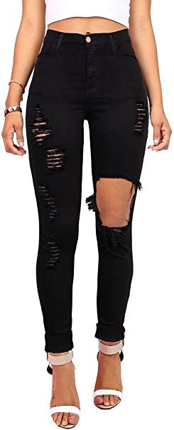 Vibrant Women's Juniors Ripped Rise Skinny Jeans