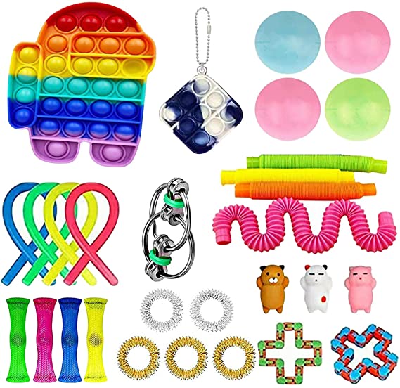 GBSELL 30Pcs Sensory Fidget Toy Set, Fidget Pack Sensory Relieves Stress Anxiety for Kids Adults